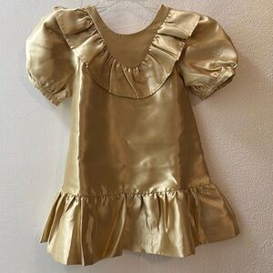 NWT Janie and Jack Gold Formal Dress with Puff Sleeves